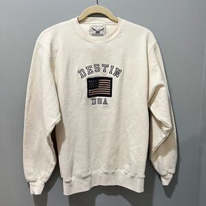 Vtg Oarsman Mens White Destin USA Pullover Sweatshirt Small Long Sleeve Jacket